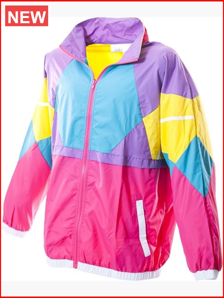 Unisex Retro Windbreaker - Runs Large For Baggy Fit - Long Sleeve Zip-Up Jacket